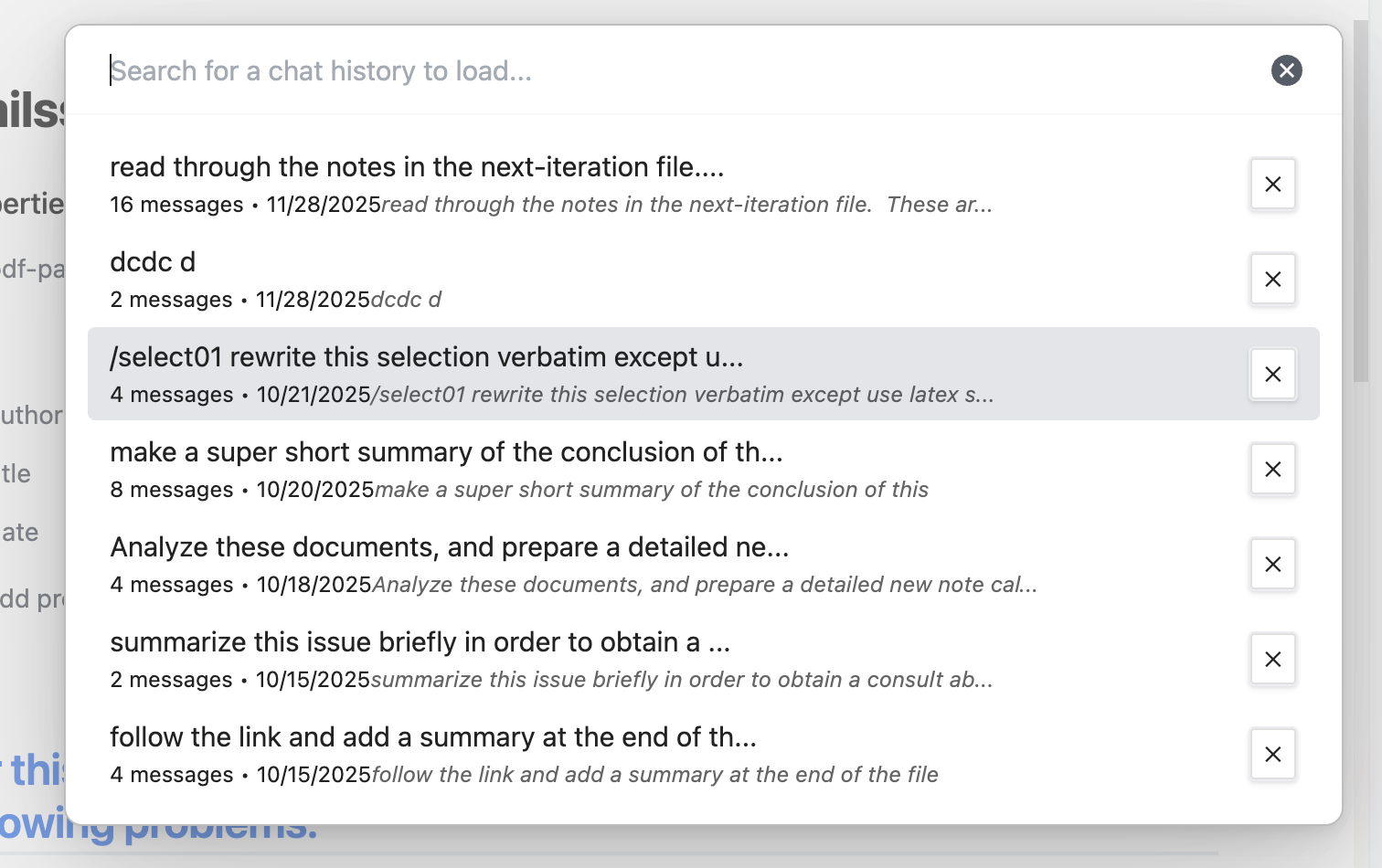 Hydrate chat interface with history and file attachments