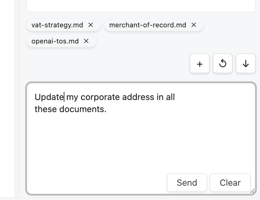 Hydrate chat interface with multiple file attachments
